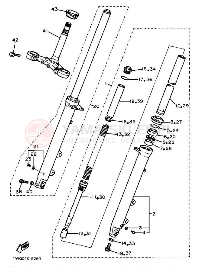 Schemat "Amortyzatory przód" do Yamaha FZR400SWC