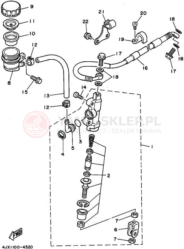 Schemat "Pompa hamulcowa tył" do Yamaha YZ250G1