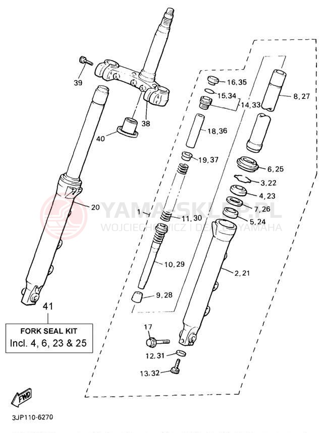Schemat "Amortyzatory przód" do Yamaha V-MAX 1200 VMX12KC/VMX12K