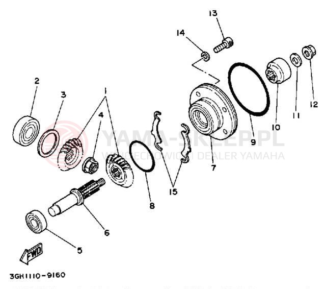 Schemat "Przeniesienie napędu" do Yamaha MOTO-4 YFM250A