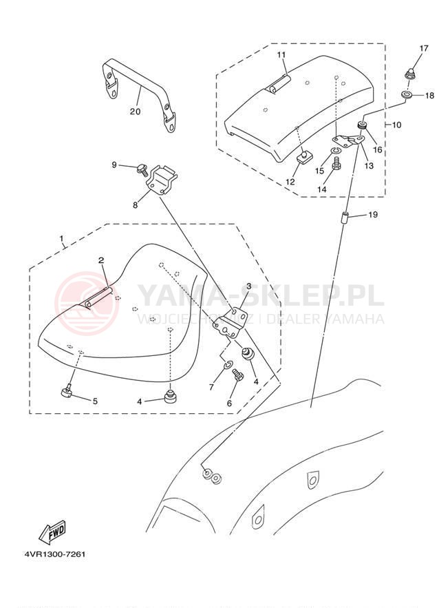 Schemat "siedzenie" do Yamaha V-STAR CUSTOM XVS650KC/XVS650K
