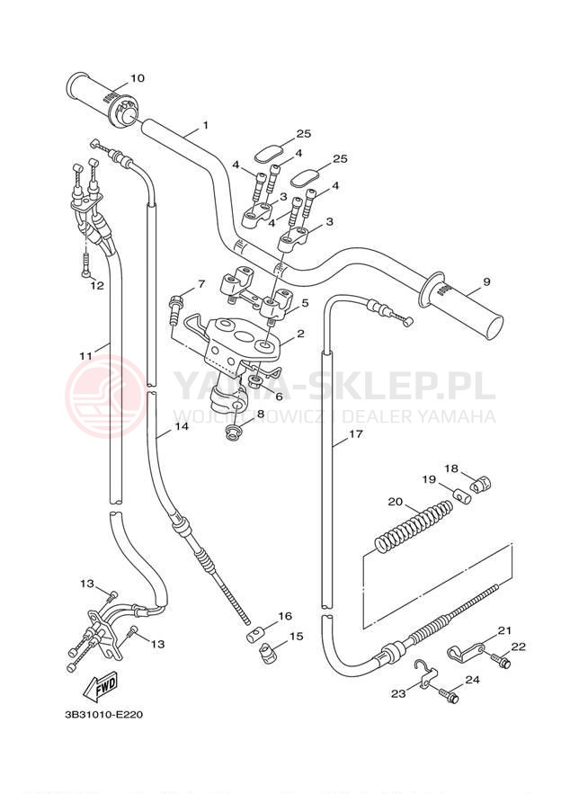 Schemat "Kierownica i osprzęt" do Yamaha C3 XF50XR/XF50XW/XF50XL