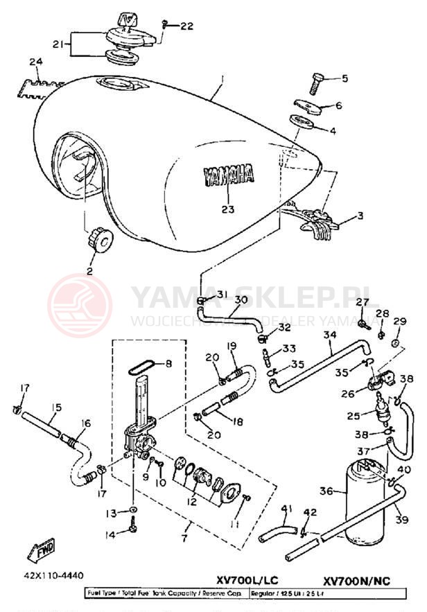 Schemat "zbiornik paliwa" do Yamaha VIRAGO 700 XV700L/XV700LC