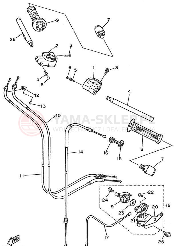 Schemat "Kierownica i osprzęt" do Yamaha FZR600RLC/FZR600RL