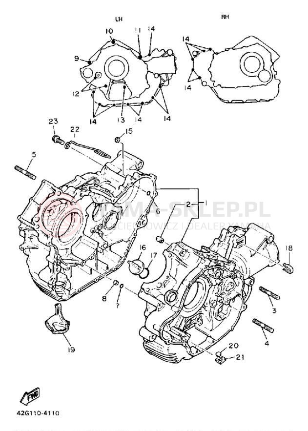 Schemat "Obudowa silnika" do Yamaha VIRAGO 1100 XV1100W/XV1100WC