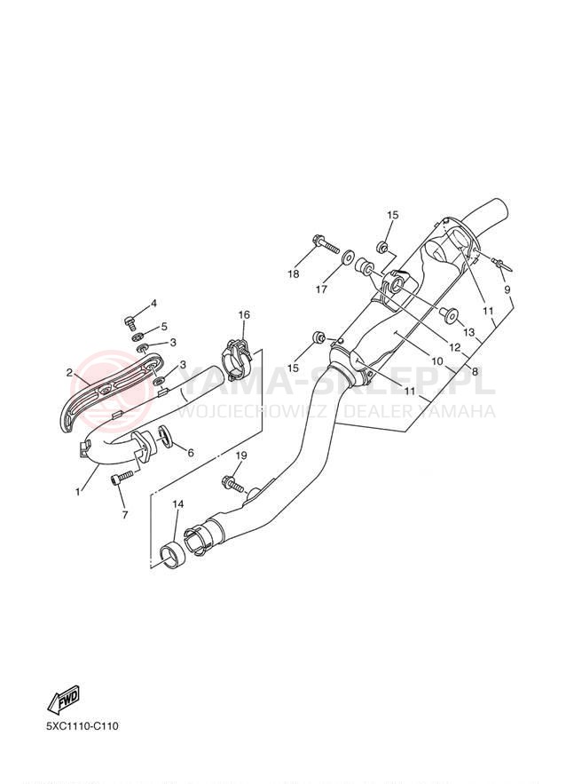 Schemat "Wydech końcowy" do Yamaha YZ250F YZ250FS