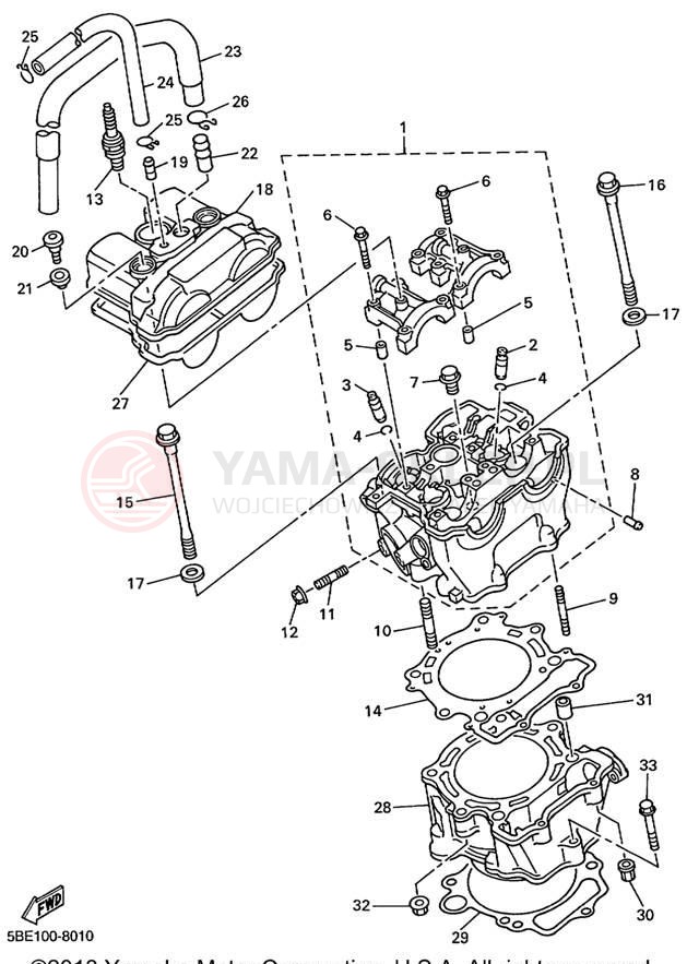 Schemat "cylinder" do Yamaha YZ400FL