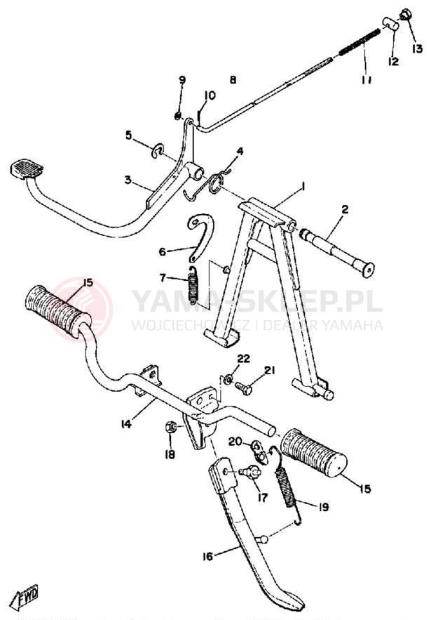Schemat "Stopka postoj., dźw. Hamulca tył" do Yamaha RS100B