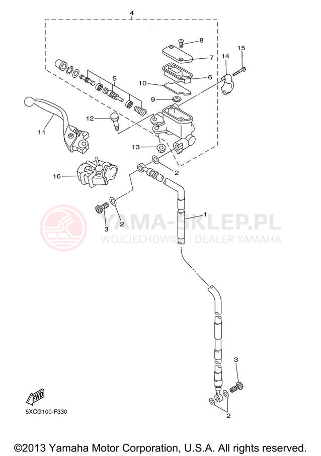 Schemat "Pompa hamulcowa przednia" do Yamaha YZ250F YZ250FXL/YZ250FXW