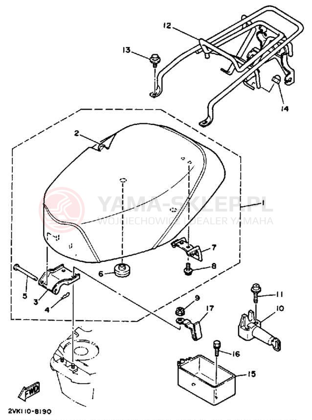 Schemat "Siedzenie - stelaż" do Yamaha JOG CG50A