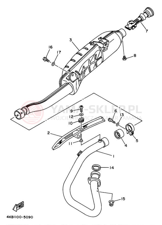 Schemat "Wydech końcowy" do Yamaha WOLVERINE YFM35FXJ