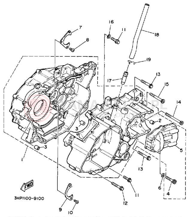 Schemat "Obudowa silnika" do Yamaha BIG BEAR 4WD YFM350FWA