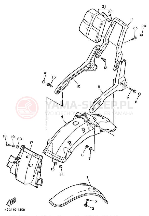 Schemat "błotnik" do Yamaha VIRAGO 1000 XV1000NC/XV1000N