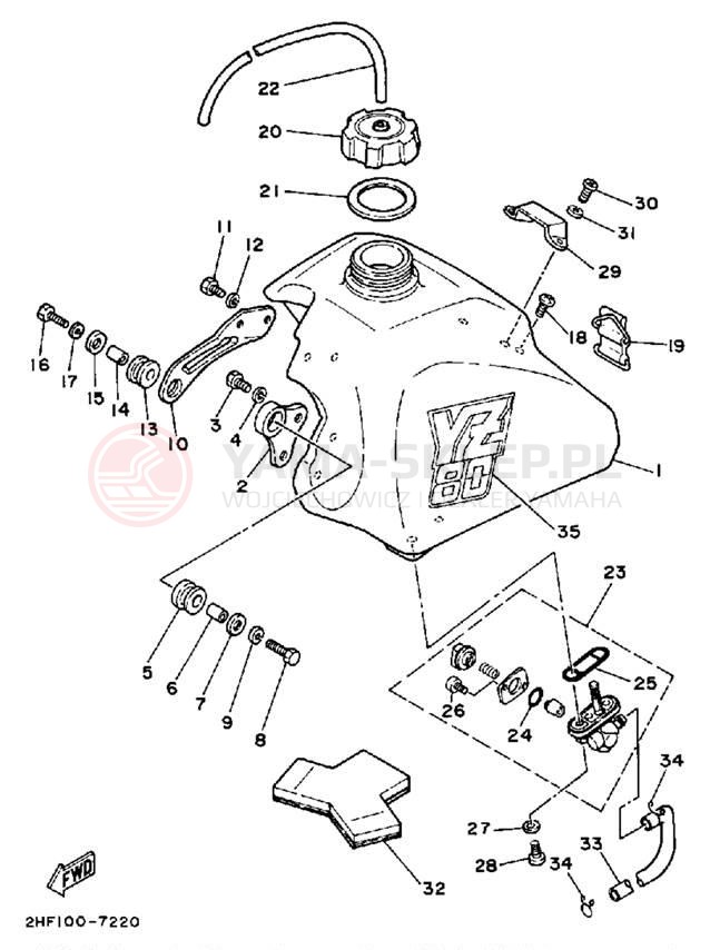 Schemat "zbiornik paliwa" do Yamaha YZ80T