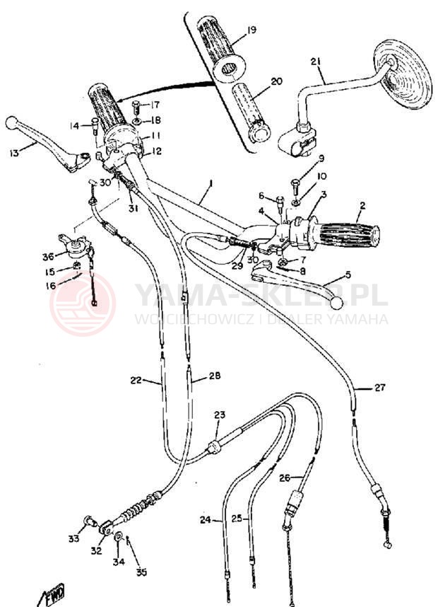 Schemat "Kierownica i osprzęt" do Yamaha CS3B/CS3C