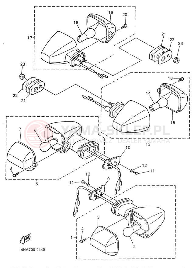 Schemat "kierunkowskazy" do Yamaha YZF750 YZF750RJC/YZF750RJ
