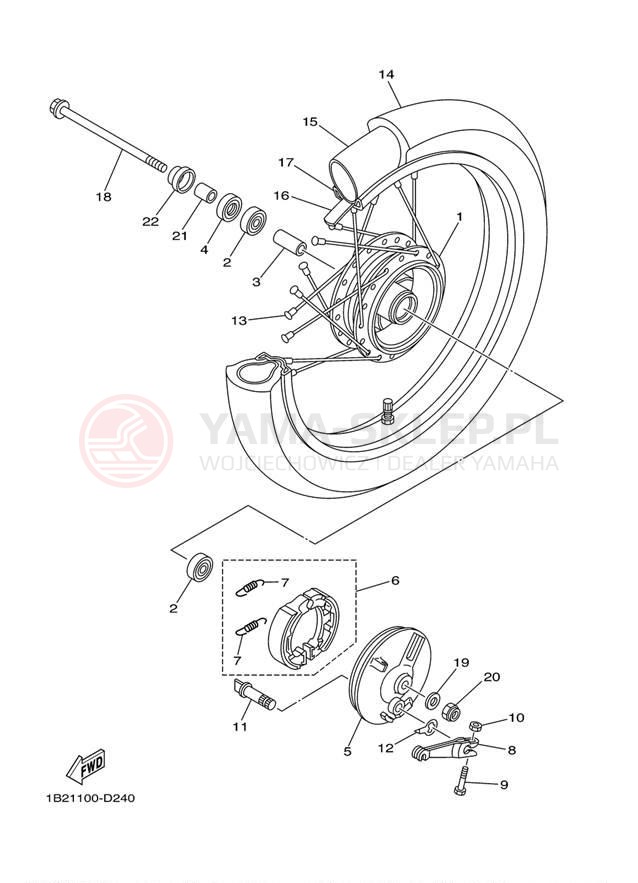 Schemat "Koło przód" do Yamaha TT-R125LE TTR125LEW/TTR125EW