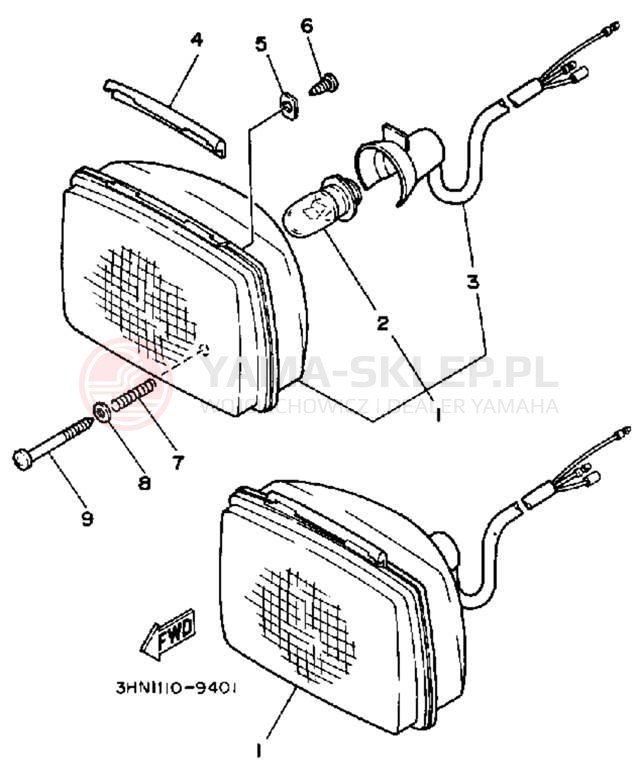 Schemat "Lampa przód" do Yamaha TIMBERWOLF 2WD YFB250D_MN
