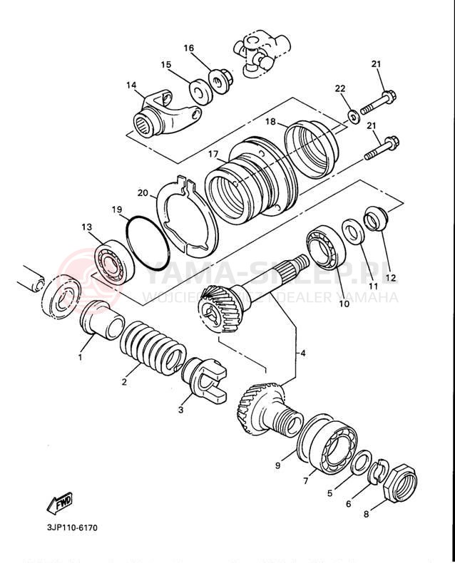 Schemat "Przeniesienie napędu" do Yamaha V-MAX 1200 VMX12JC/VMX12J
