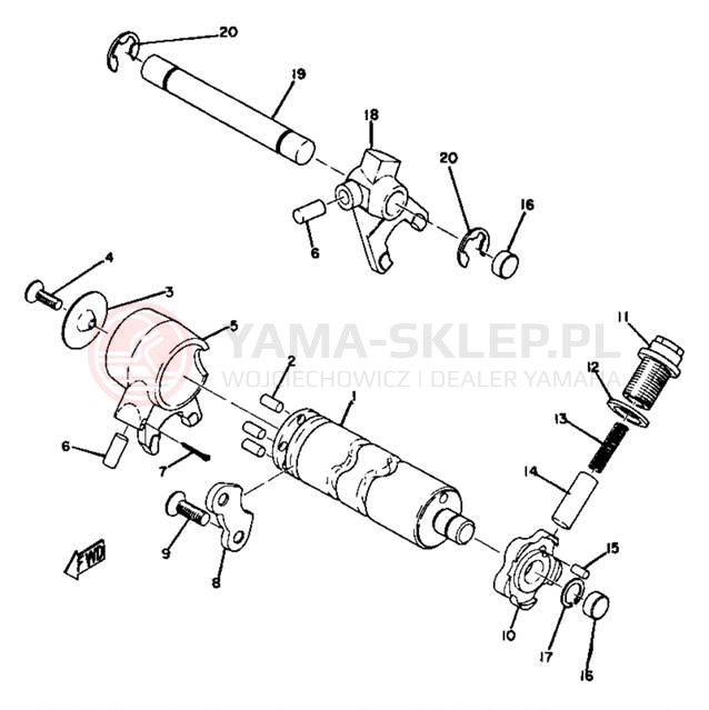 Schemat "Dźwignia zmiany biegów, wałek" do Yamaha GT80A/GTMXA