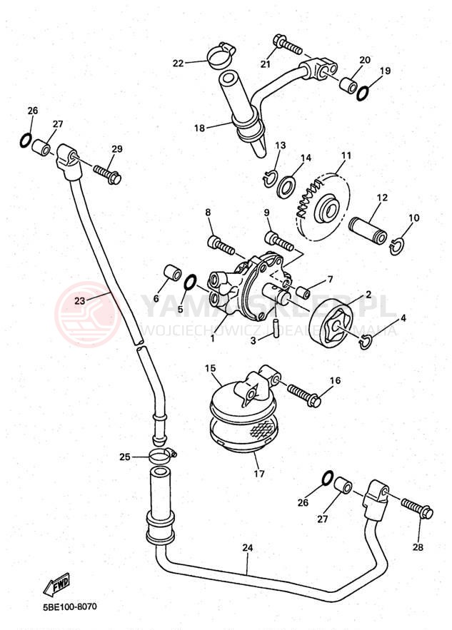 Schemat "Pompa olejowa" do Yamaha YZ400 YZ400FK