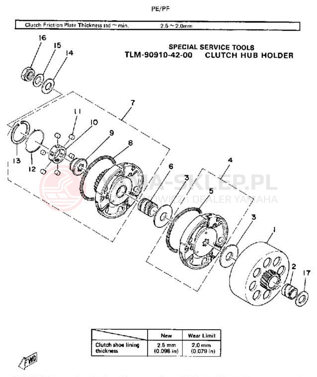 Schemat "sprzęgło" do Yamaha LB50PF