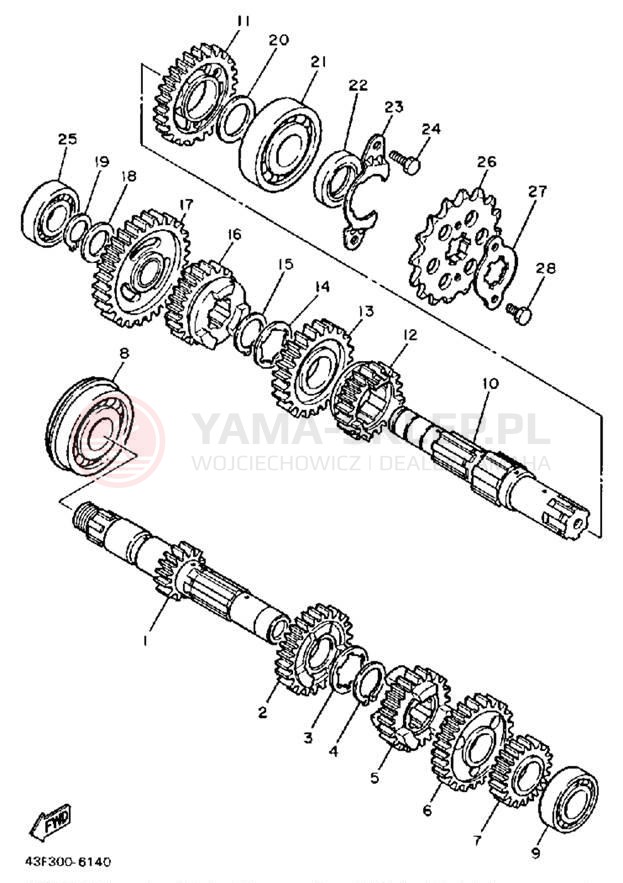 Schemat "Skrzynia biegów " do Yamaha XT600S/XT600SC