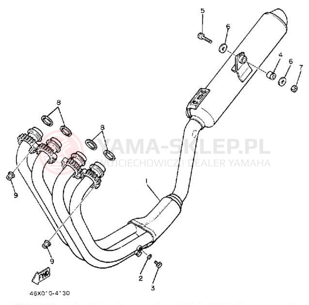 Schemat "Wydech końcowy" do Yamaha FZ600T/FZ600TC