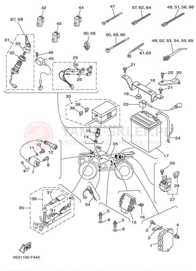 Schemat "układ elektryczny" do Yamaha GRIZZLY 350 IRS YFM35FGIW