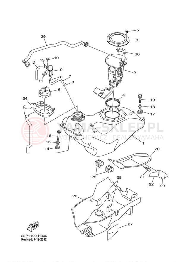 Schemat "zbiornik paliwa" do Yamaha GRIZZLY 700 4WD YFM7FGAL
