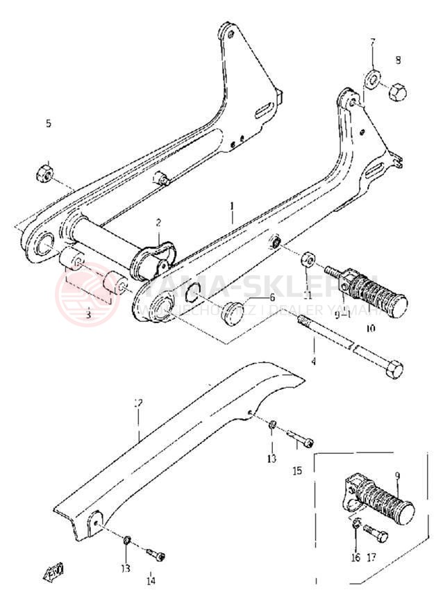 Schemat "Wahacz, osłona łańcucha" do Yamaha YL1