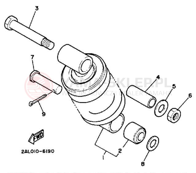 Schemat "zawieszenie tył" do Yamaha YSR50W