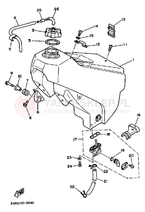 Schemat "zbiornik paliwa" do Yamaha YZ125B