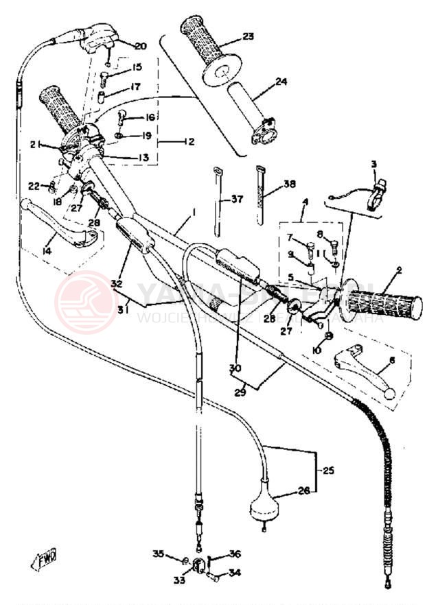 Schemat "Kierownica i osprzęt" do Yamaha YZ250C