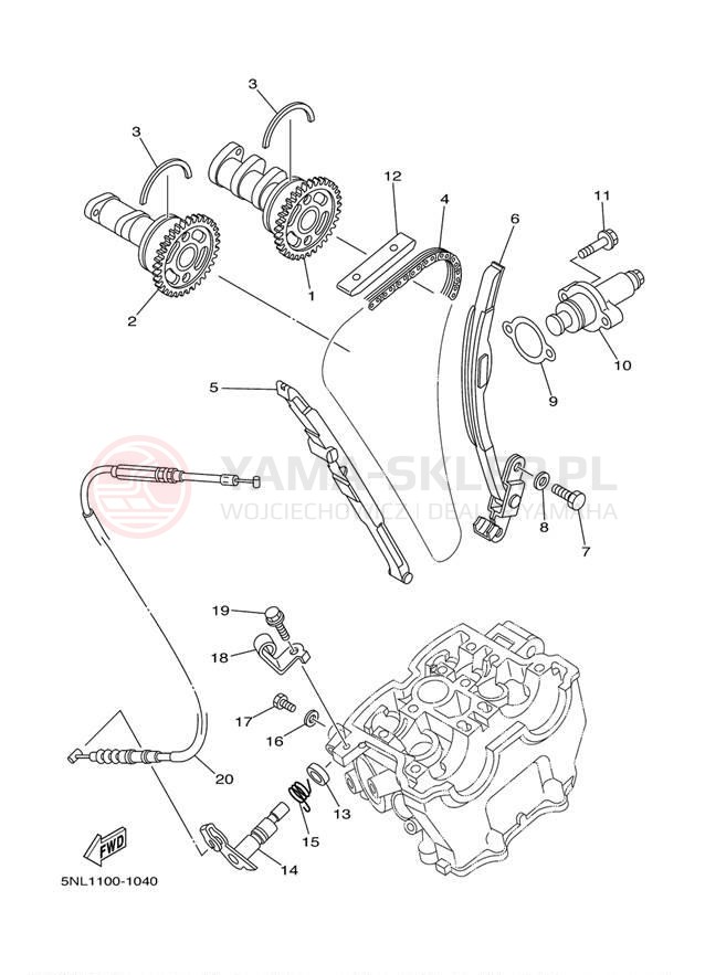 Schemat "Rozrząd - łańcuszek" do Yamaha WR250F WR250FP