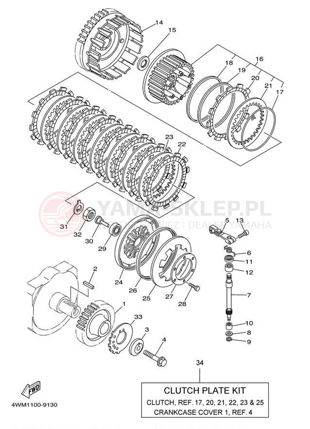 Schemat "sprzęgło" do Yamaha ROAD STAR XV1600AR/XV1600ARC