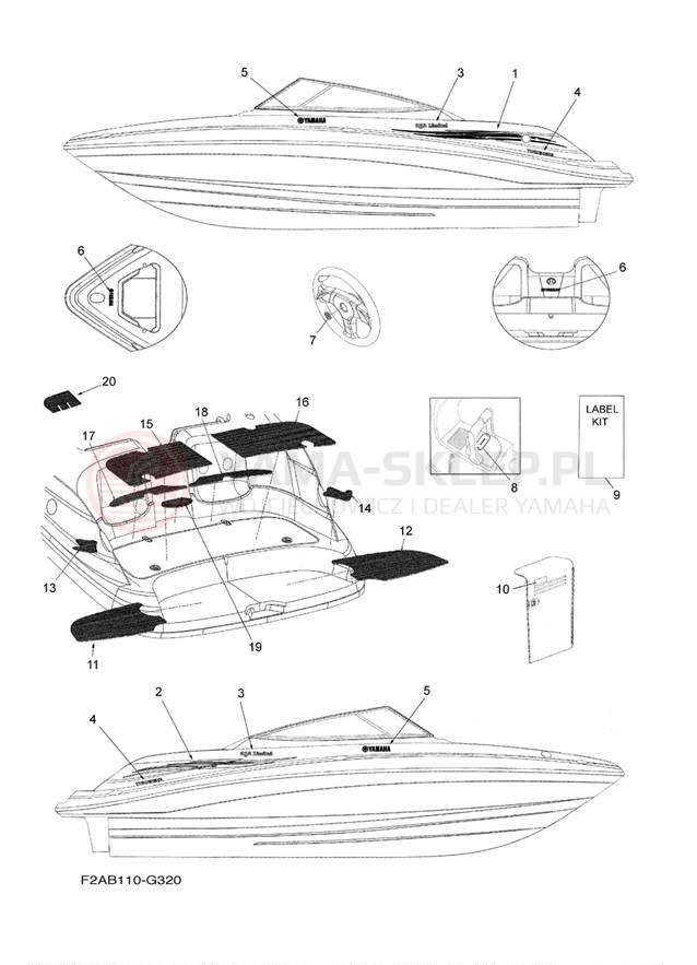Schemat "Naklejki" do Yamaha 232 LIMITED SXT1100FLG