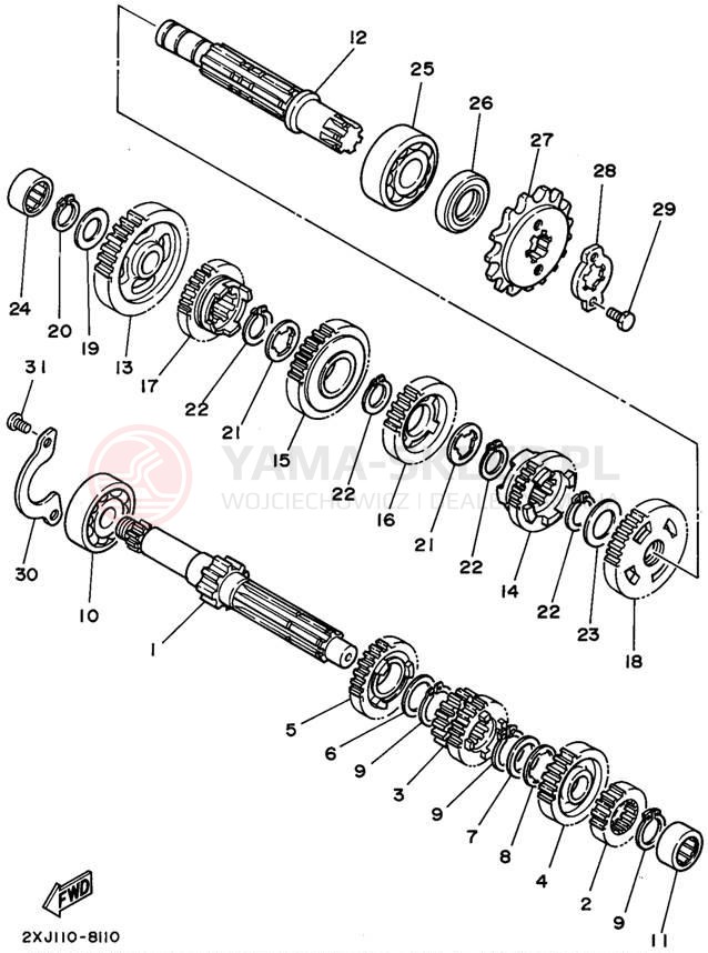 Schemat "Skrzynia biegów " do Yamaha BLASTER YFS200G_MN