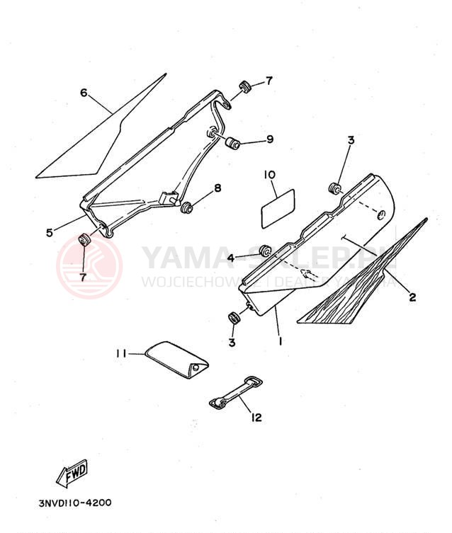 Schemat "Pokrywa boczna" do Yamaha XT350KC/XT350K