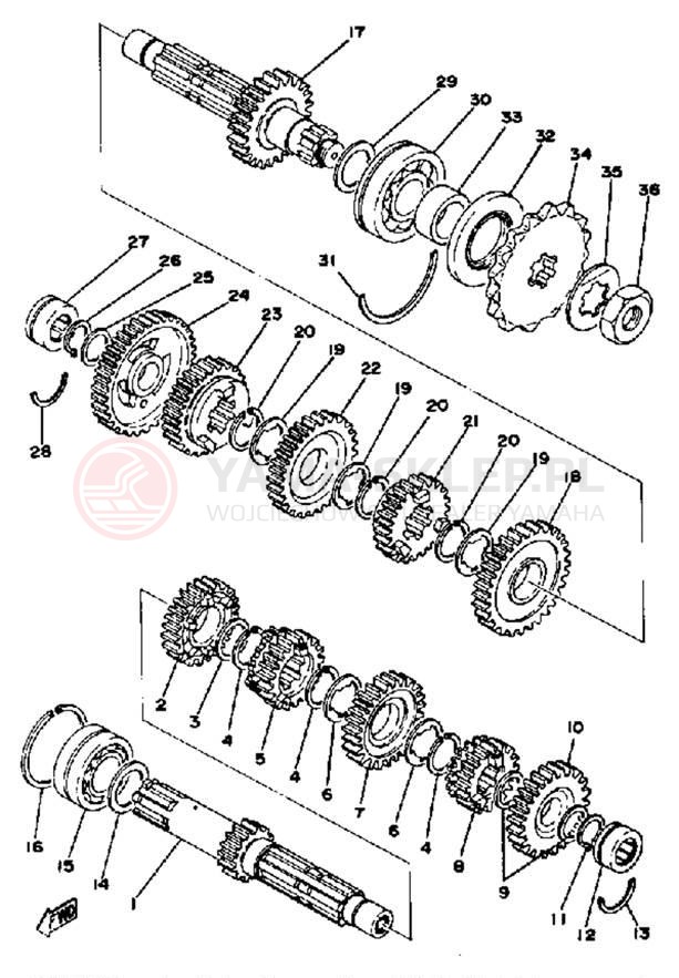 Schemat "Skrzynia biegów " do Yamaha XS360D