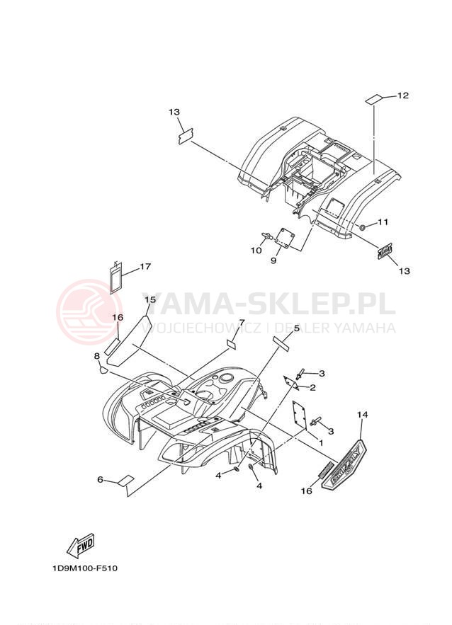 Schemat "naklejki" do Yamaha GRIZZLY 450 YFM45FGW