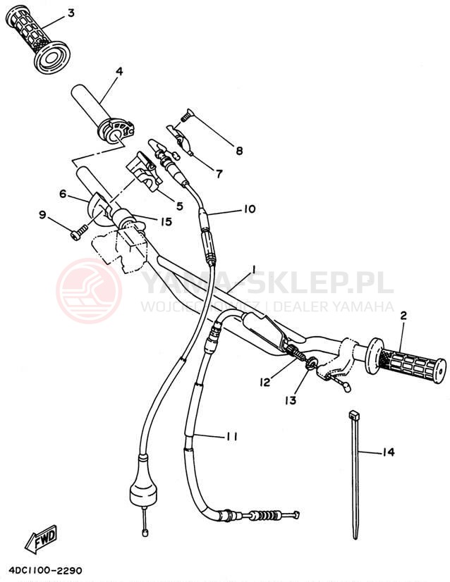 Schemat "Kierownica i osprzęt" do Yamaha WR250ZH