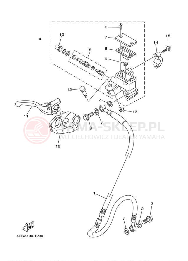 Schemat "Pompa hamulcowa przednia" do Yamaha YZ85 YZ85R