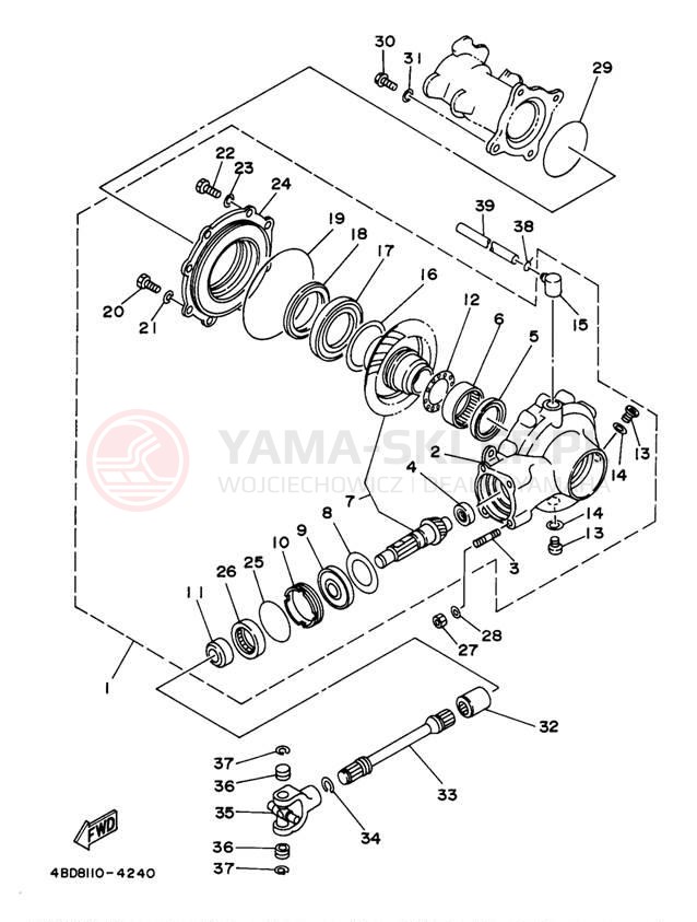 Schemat "Wał napędowy" do Yamaha TIMBERWOLF 2WD YFB250UJ_M