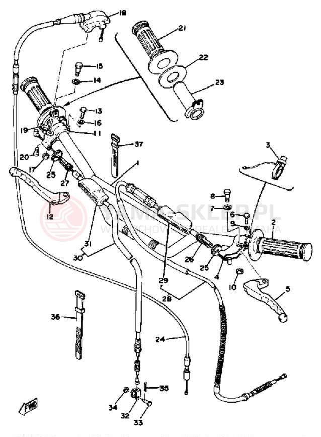 Schemat "Kierownica i osprzęt" do Yamaha YZ125G