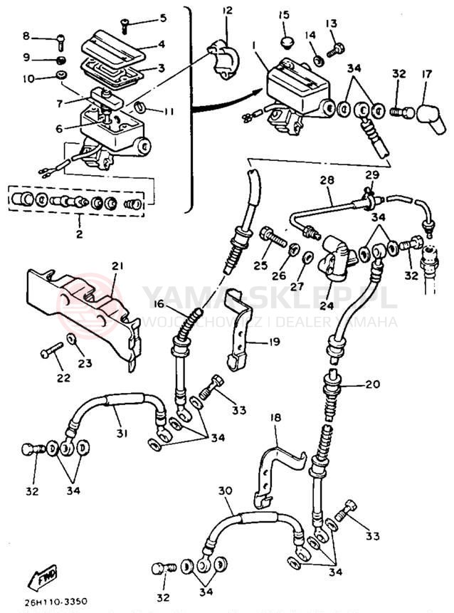 Schemat "Pompa hamulcowa przednia" do Yamaha XVZ12TK