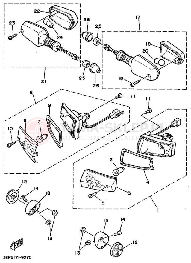 Schemat "kierunkowskazy" do Yamaha SH50MA/SH50A