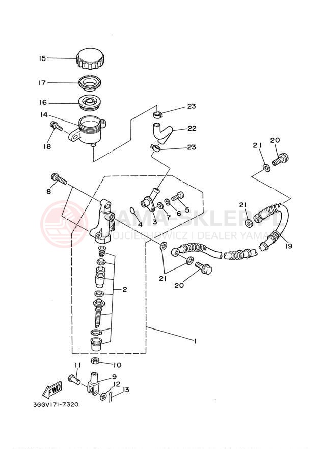 Schemat "Pompa hamulcowa tył" do Yamaha BANSHEE YFZ350M