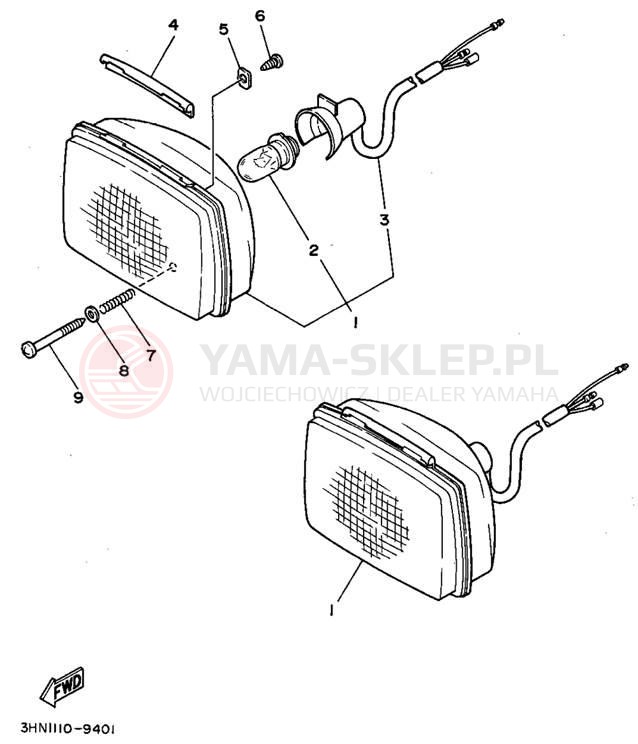 Schemat "Lampa przód" do Yamaha TIMBERWOLF 2WD YFB250F