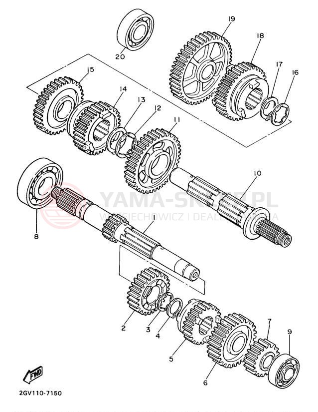 Schemat "Skrzynia biegów " do Yamaha VIRAGO 535 XV535K/XV535KC
